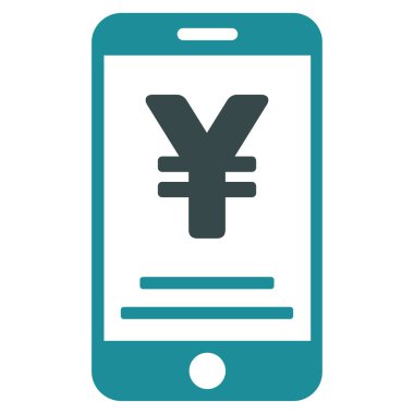 Yen mobil ödeme düz vektör simgesi