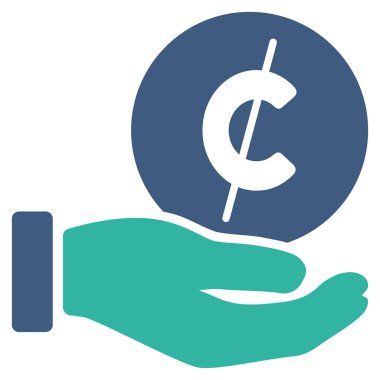 Cent ödeme el düz vektör simgesi