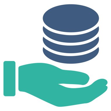 Paralar bağış el düz vektör simgesi