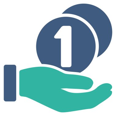 Sikke ödeme el düz vektör simgesi