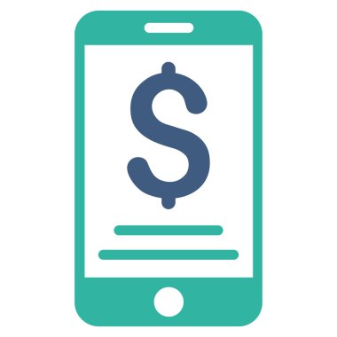 Doları mobil ödeme düz vektör simgesi