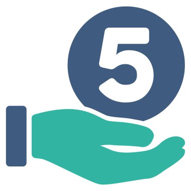 Beş sent ödeme el düz vektör simgesi