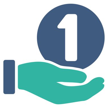 Bir jeton ödeme el düz vektör simgesi