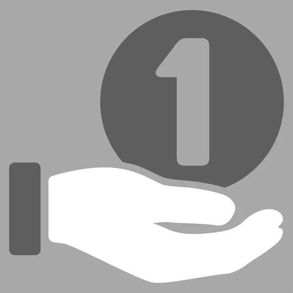 Egy érme kifizetés kezét lapos Vector Icon — Stock Vector