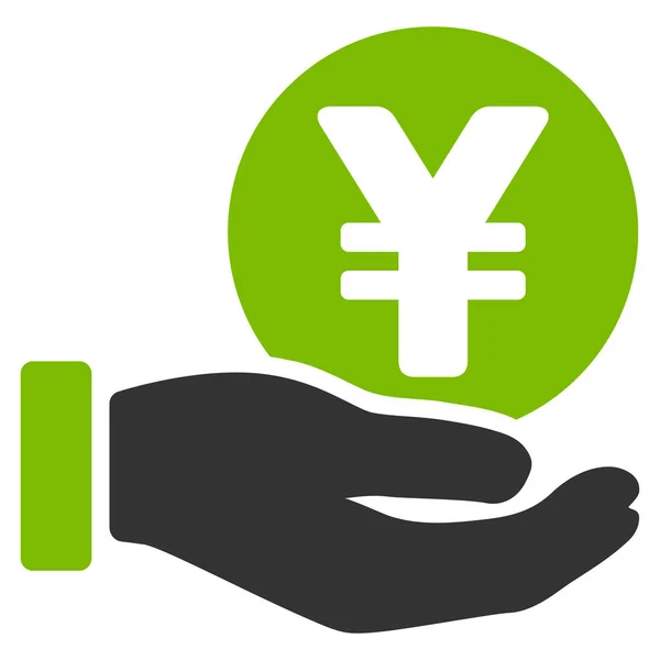 Yen pièce paiement main plat vecteur icône — Image vectorielle
