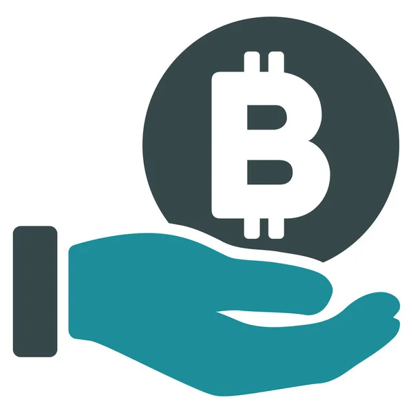 Bitcoin pago mano plana Vector icono — Vector de stock