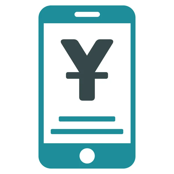 Γιουάν εικονίδιο επίπεδη φορέα πληρωμής μέσω κινητού — Διανυσματικό Αρχείο