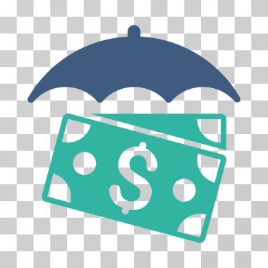 Banknot şemsiye vektör simgesi