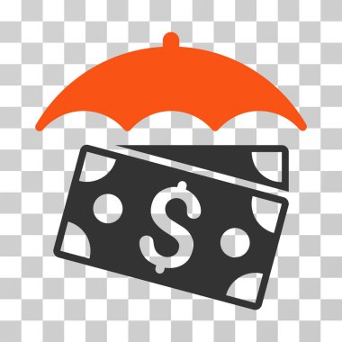 Banknot şemsiye vektör simgesi