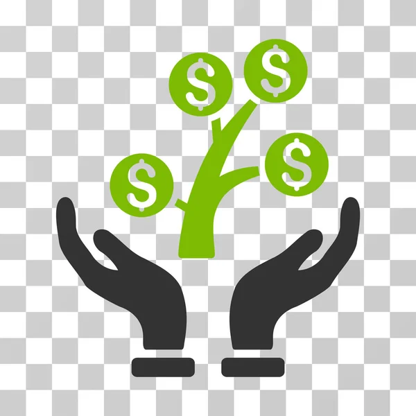 Geld Baumpflege Hände Vektor-Symbol — Stockvektor