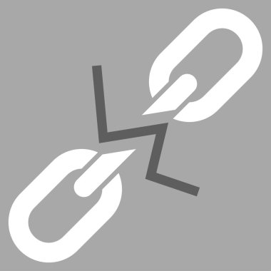 Kırık zincir bağlantı düz vektör simgesi