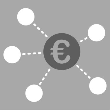 Euro sanal bağlantılar düz vektör simgesi