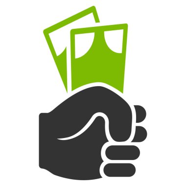 Banknot maaş el düz vektör simgesi