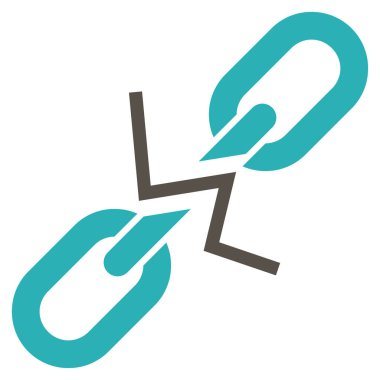 Kırık zincir bağlantı düz vektör simgesi