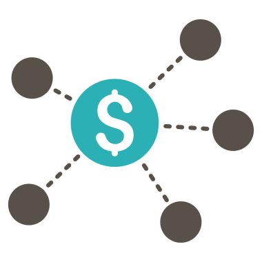 Doları sanal bağlantılar düz vektör simgesi