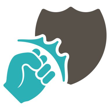 Yumruk Strike kalkan düz vektör simgesi