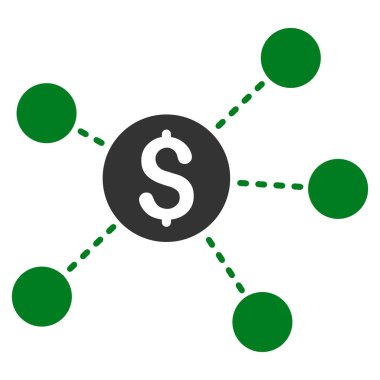 Doları sanal bağlantılar düz vektör simgesi