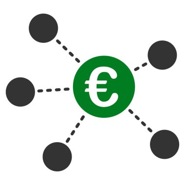 Euro sanal bağlantılar düz vektör simgesi