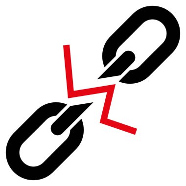 Kırık zincir bağlantı düz vektör simgesi