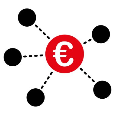 Euro sanal bağlantılar düz vektör simgesi