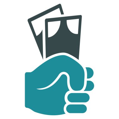 Banknot maaş el düz vektör simgesi