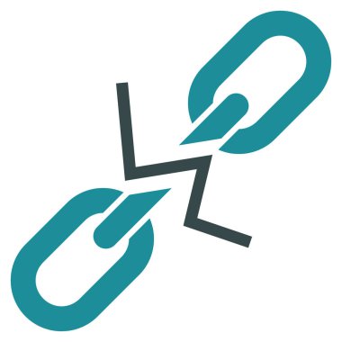 Kırık zincir bağlantı düz vektör simgesi