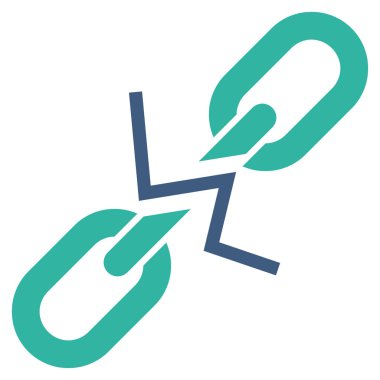 Kırık zincir bağlantı düz vektör simgesi