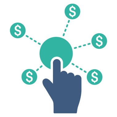 Finansal ağ düz vektör simgesini tıklatın