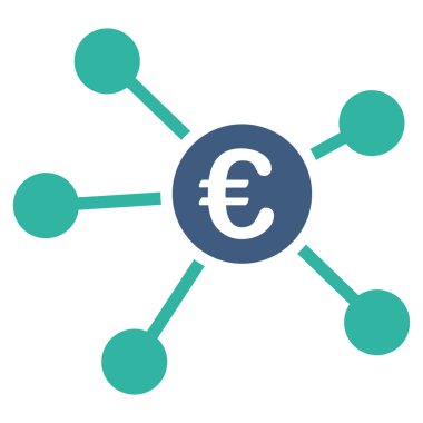 Euro bağlantılar düz vektör simgesi