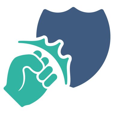 Yumruk Strike kalkan düz vektör simgesi