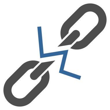 Kırık zincir bağlantı düz vektör simgesi