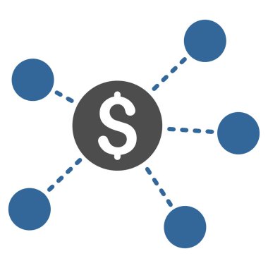 Doları sanal bağlantılar düz vektör simgesi