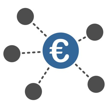 Euro sanal bağlantılar düz vektör simgesi