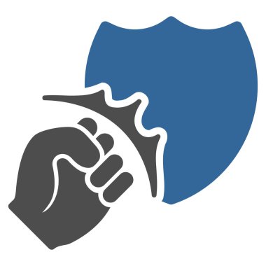 Yumruk Strike kalkan düz vektör simgesi