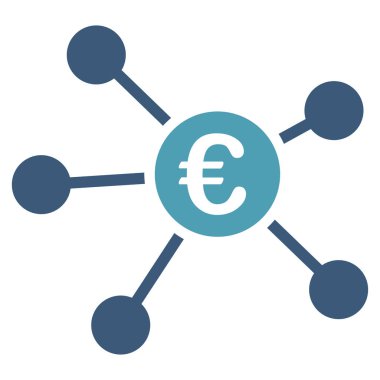 Euro bağlantılar düz vektör simgesi