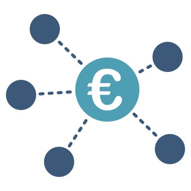 Euro sanal bağlantılar düz vektör simgesi