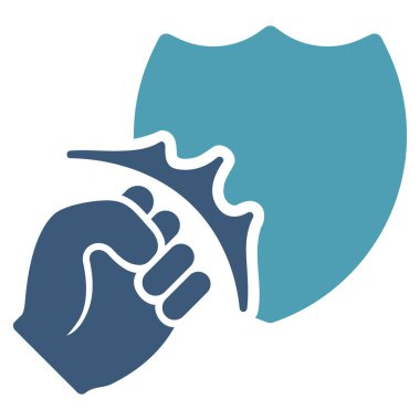 Yumruk Strike kalkan düz vektör simgesi