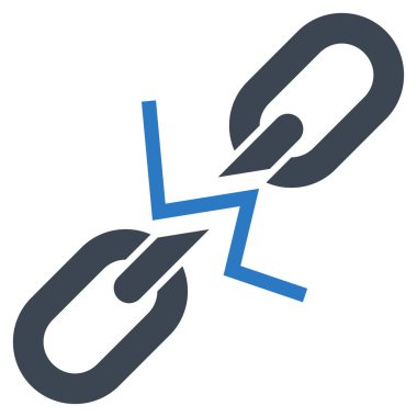 Kırık zincir bağlantı düz vektör simgesi