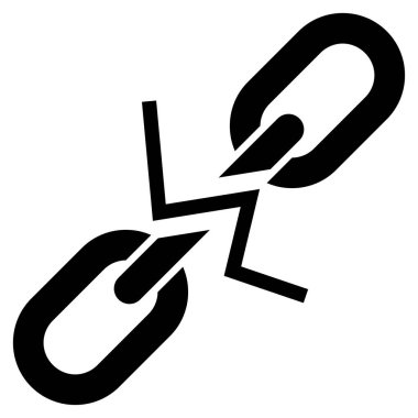 Kırık zincir bağlantı düz vektör simgesi