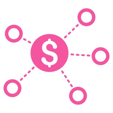 Doları ağ bağlantıları düz vektör simgesi