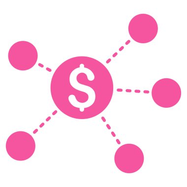 Doları sanal bağlantılar düz vektör simgesi