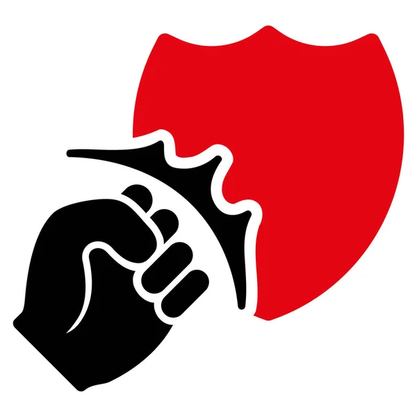 Fist Strike Shield Flat Vector Icon — Stock Vector