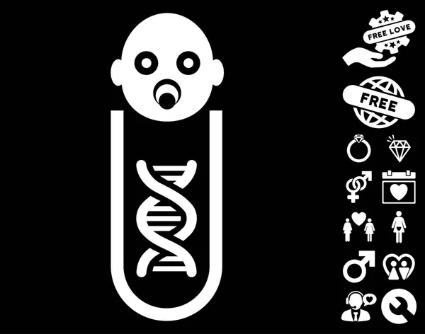 Ícone de análise genética do bebê com bónus de namoro — Vetor de Stock