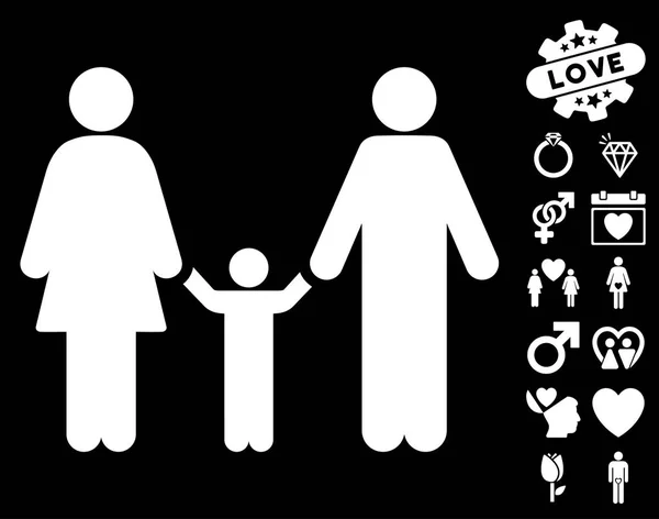 Familie kind pictogram met Valentijn Bonus — Stockvector