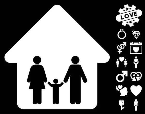 Pictogram van de familie Home met Valentijn Bonus — Stockvector