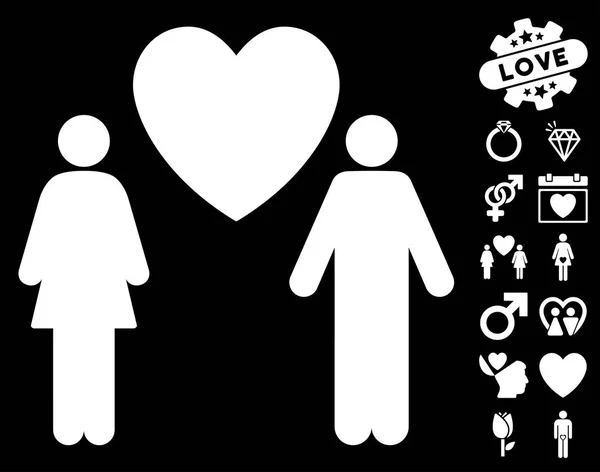 Liefde paar pictogram met liefde Bonus — Stockvector