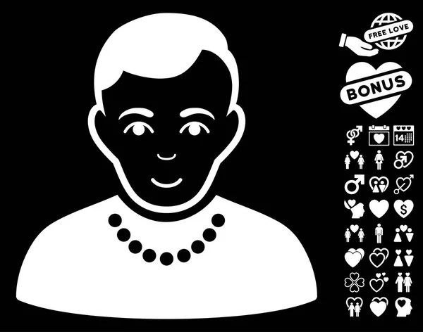 Trendy Guy Icône avec Valentine Bonus — Image vectorielle