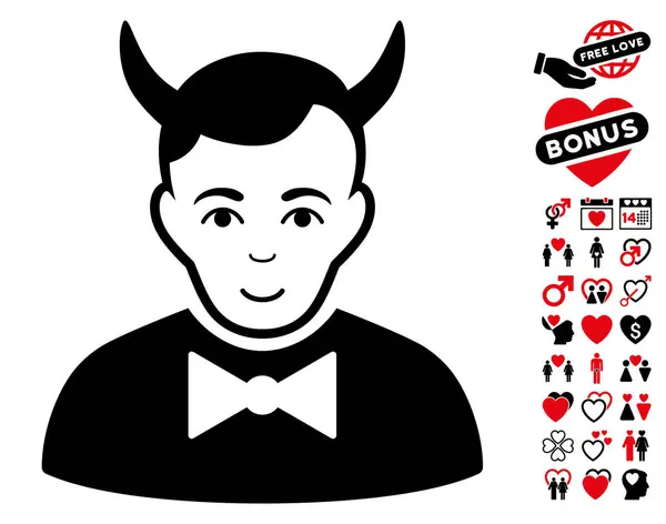 Icône du diable avec un joli bonus — Image vectorielle