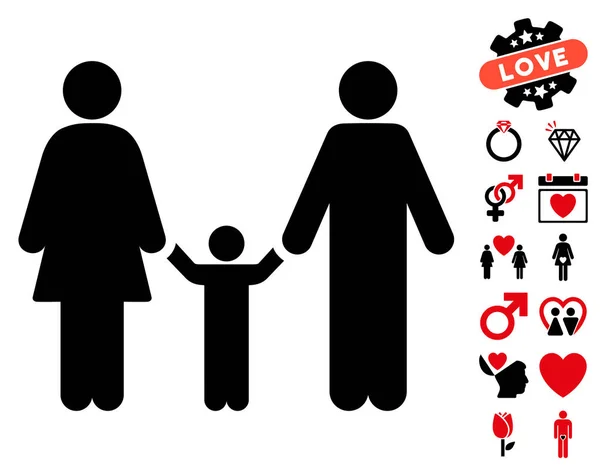 Familie kind pictogram met liefde Bonus — Stockvector