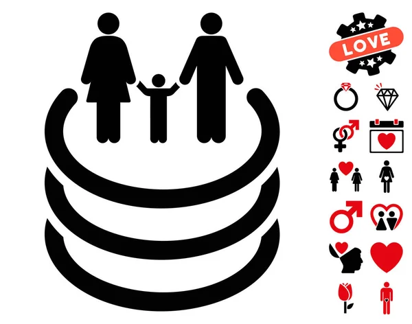 Rodinný portál ikona s Valentine Bonus — Stockový vektor